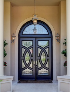 Custom Front Door Design- Wood and Impact Glass